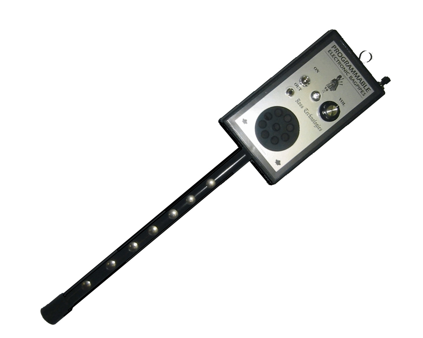Ross Technologies Original Style Electronic bagpipes with a black body, rotary volume control and a 3.5mm stereo jack.